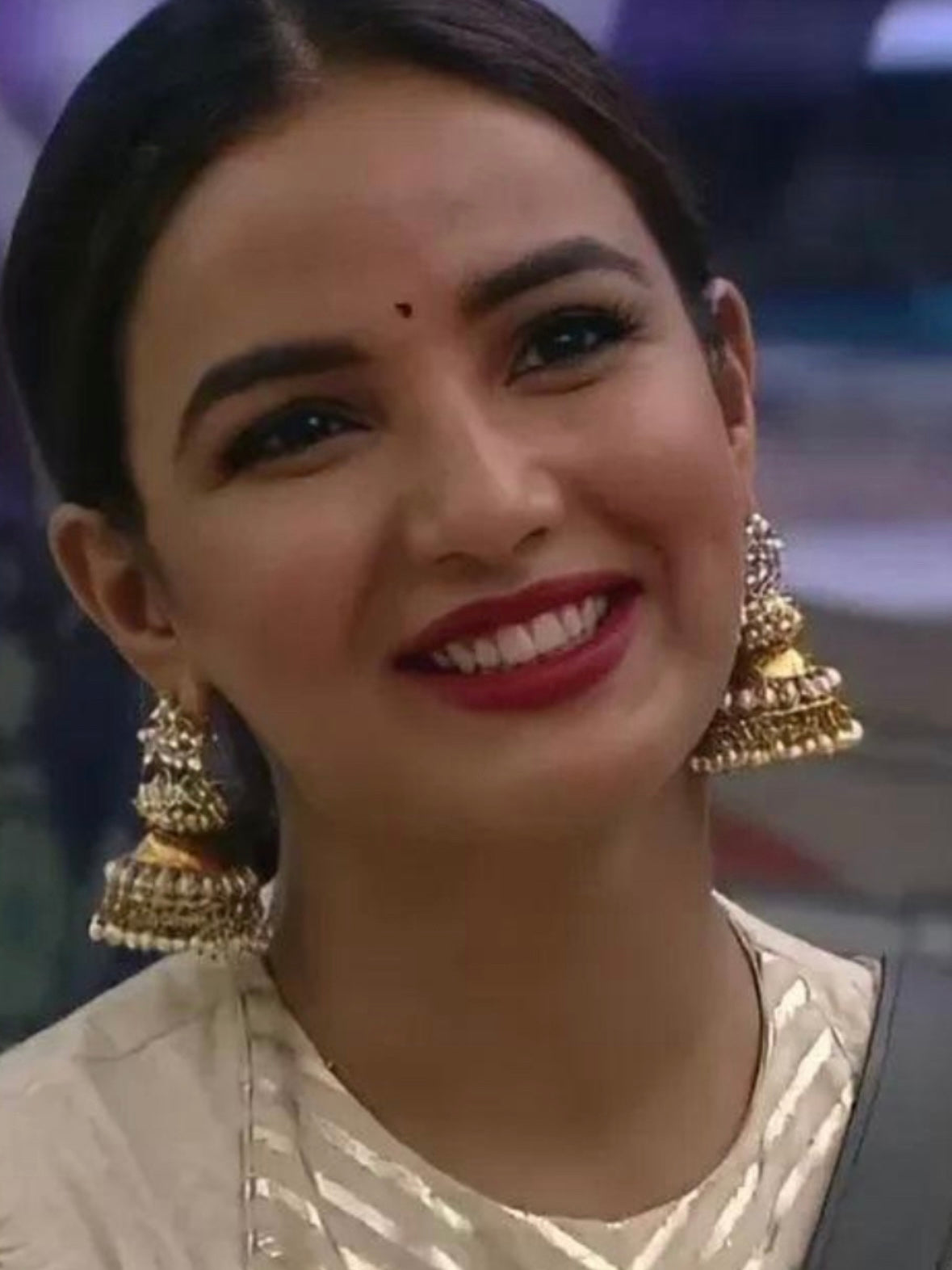 White Hastha Jhumkis