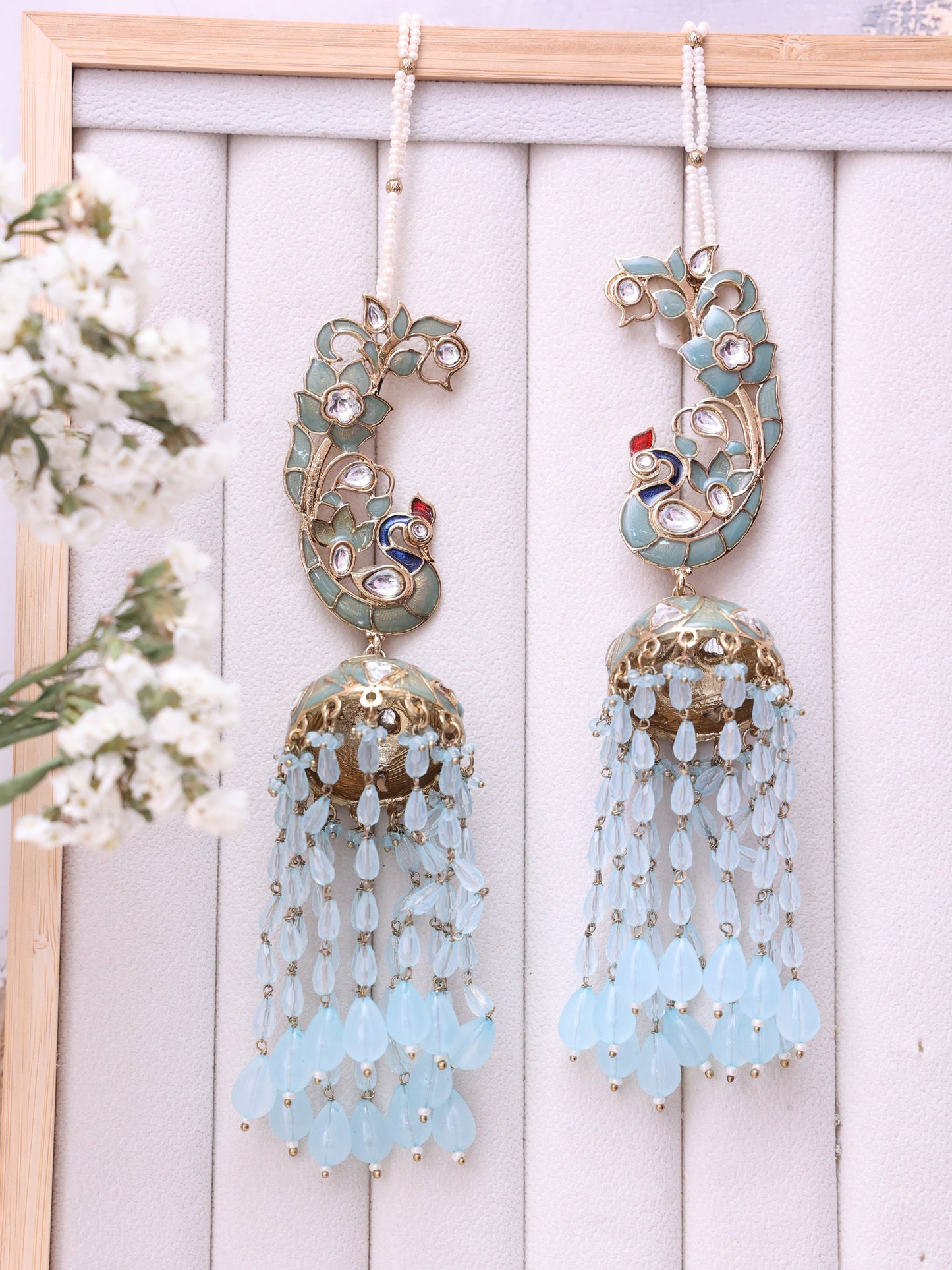 Turquoise Jaidurga Jhumkis