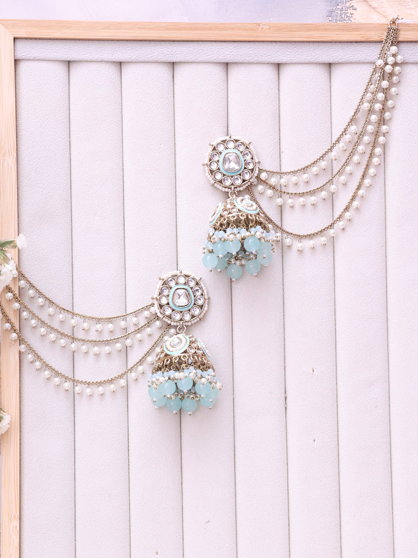 Turquoise Madhudhara Sahara Jhumkis