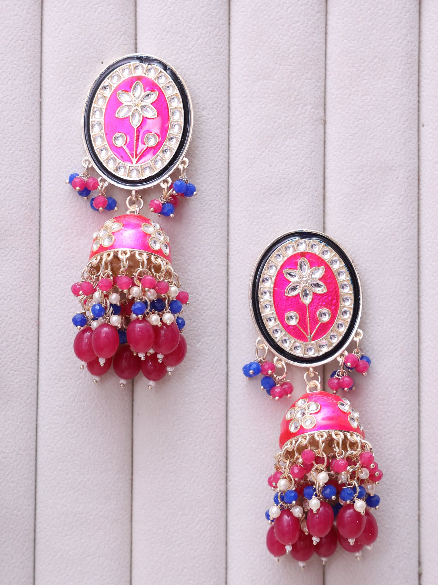 Pink Olliyaval Jhumkis