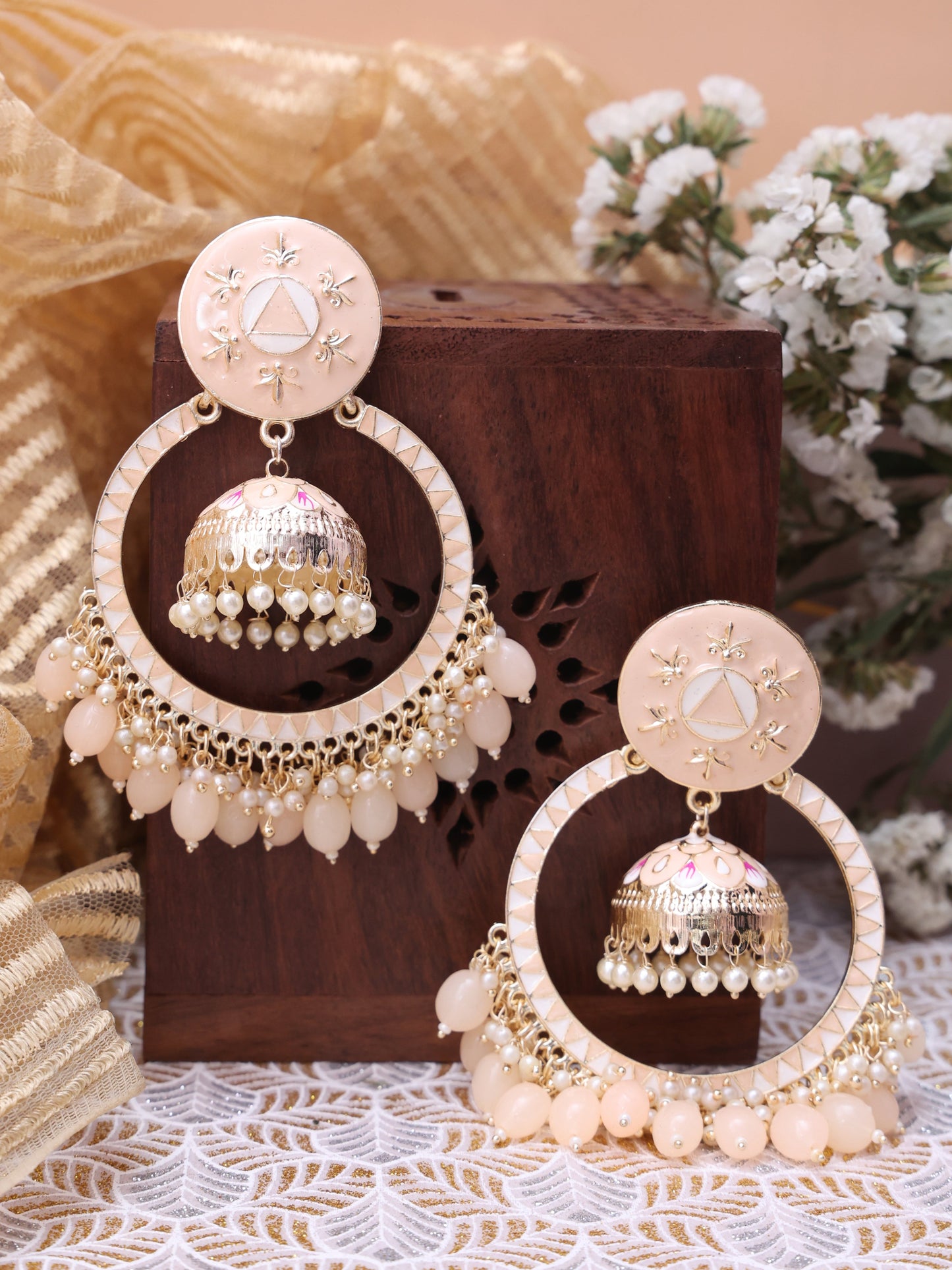 Peach Pakshalika Bali Jhumkis