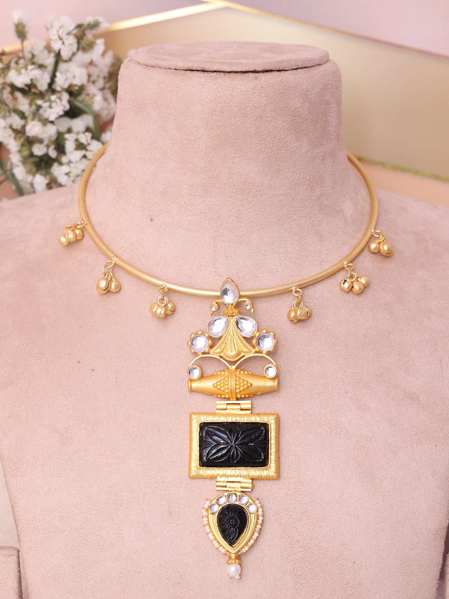 Black Padmapriya Hasli Necklace Set