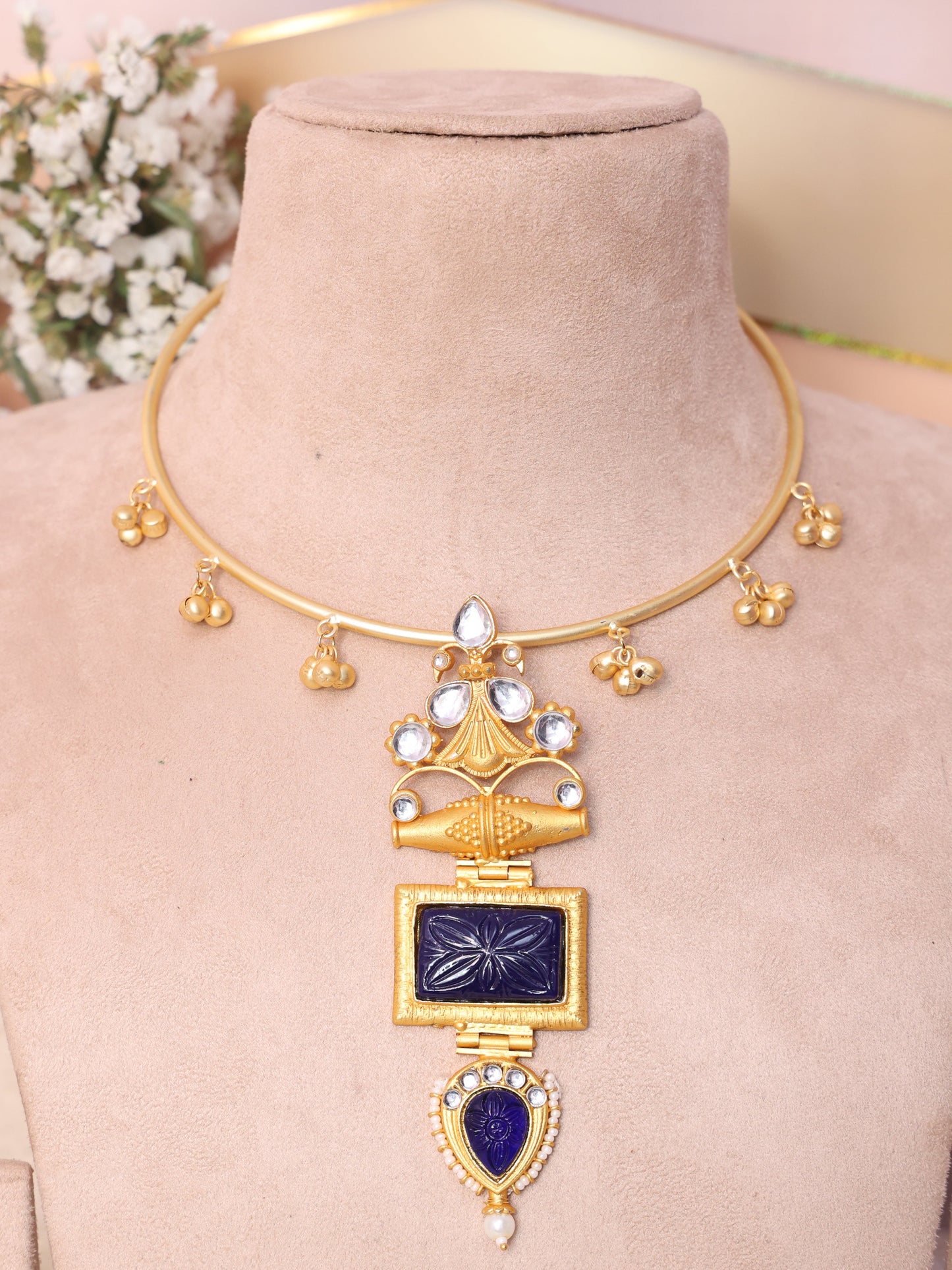 Navy Blue Padmapriya Hasli Necklace Set