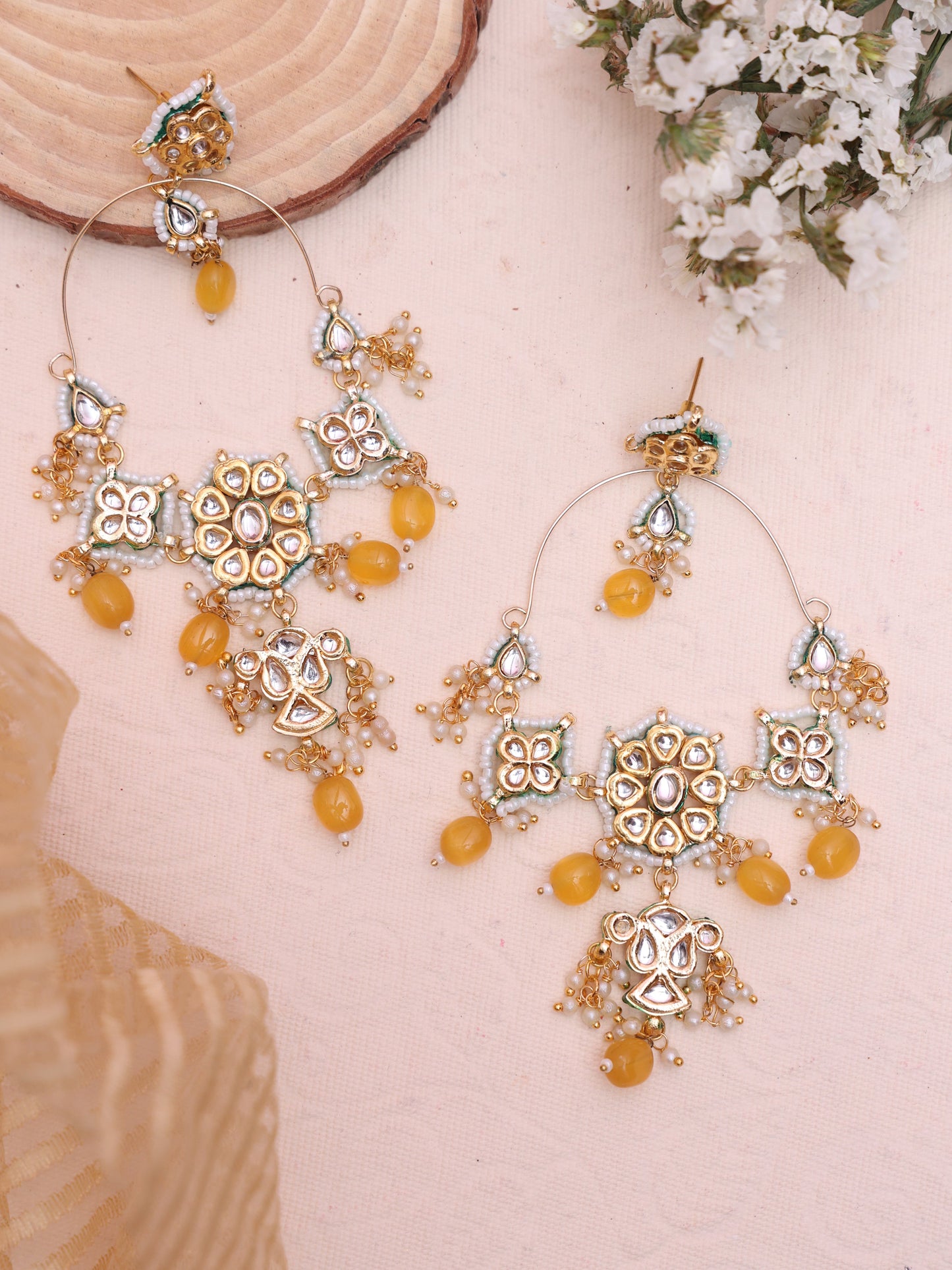Yellow Janki Designer Earrings