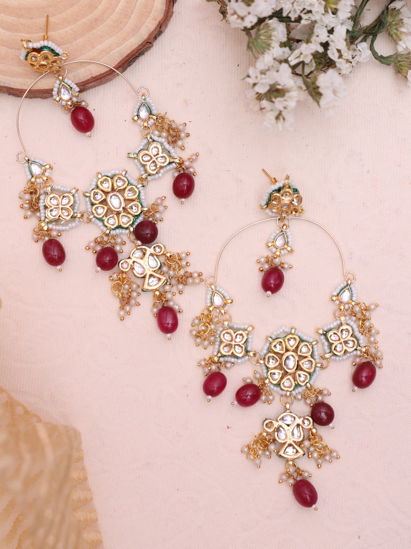 Ruby Red Janki Designer Earrings