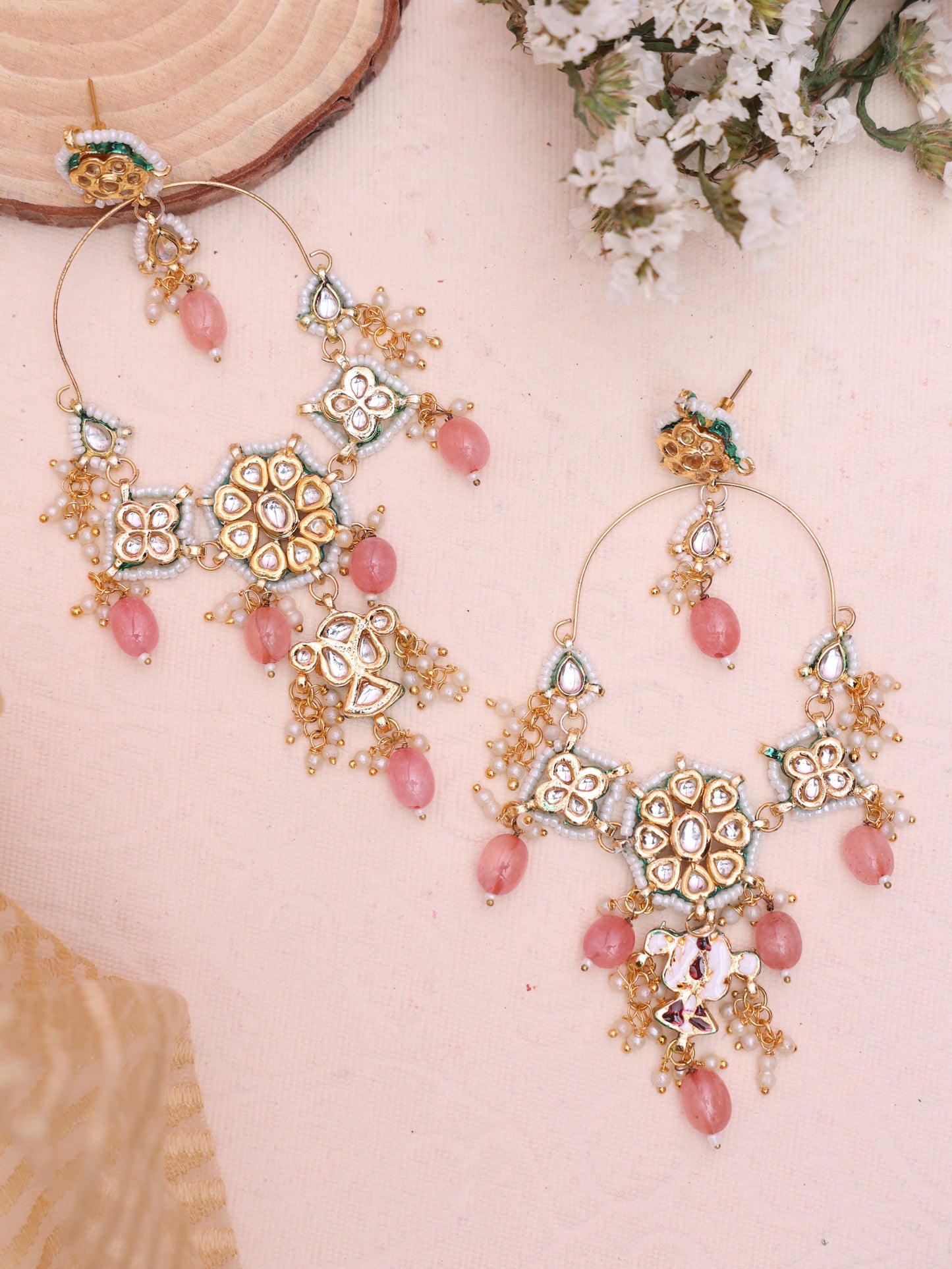 Peach Janki Designer Earrings