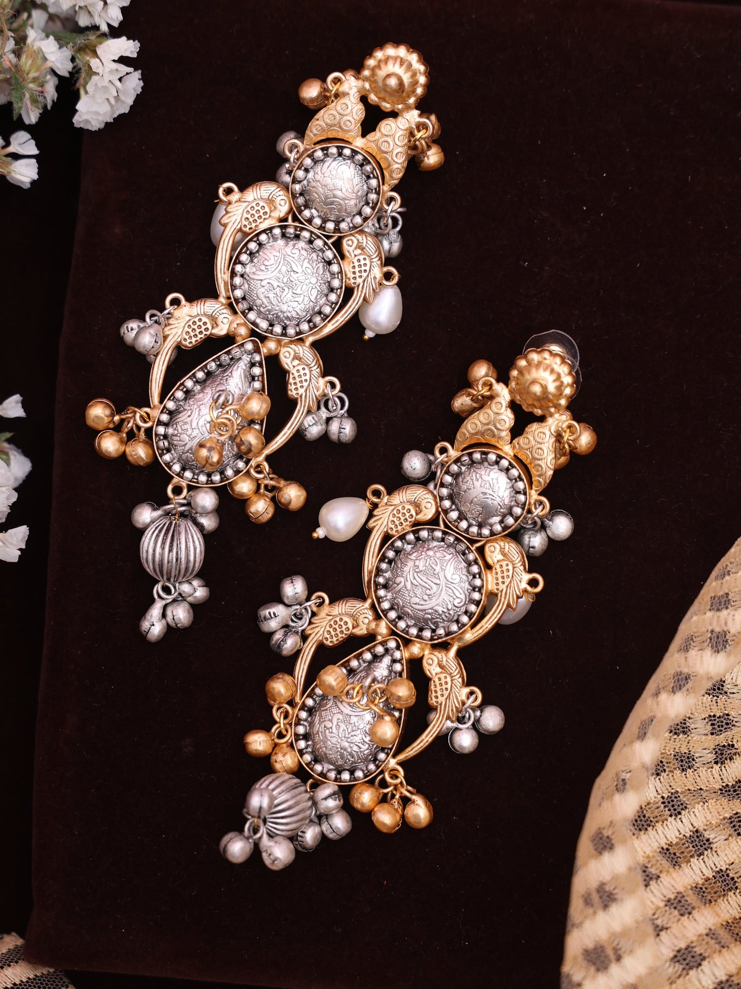 Silver & Golden Lakshetha Premium Brass Earrings