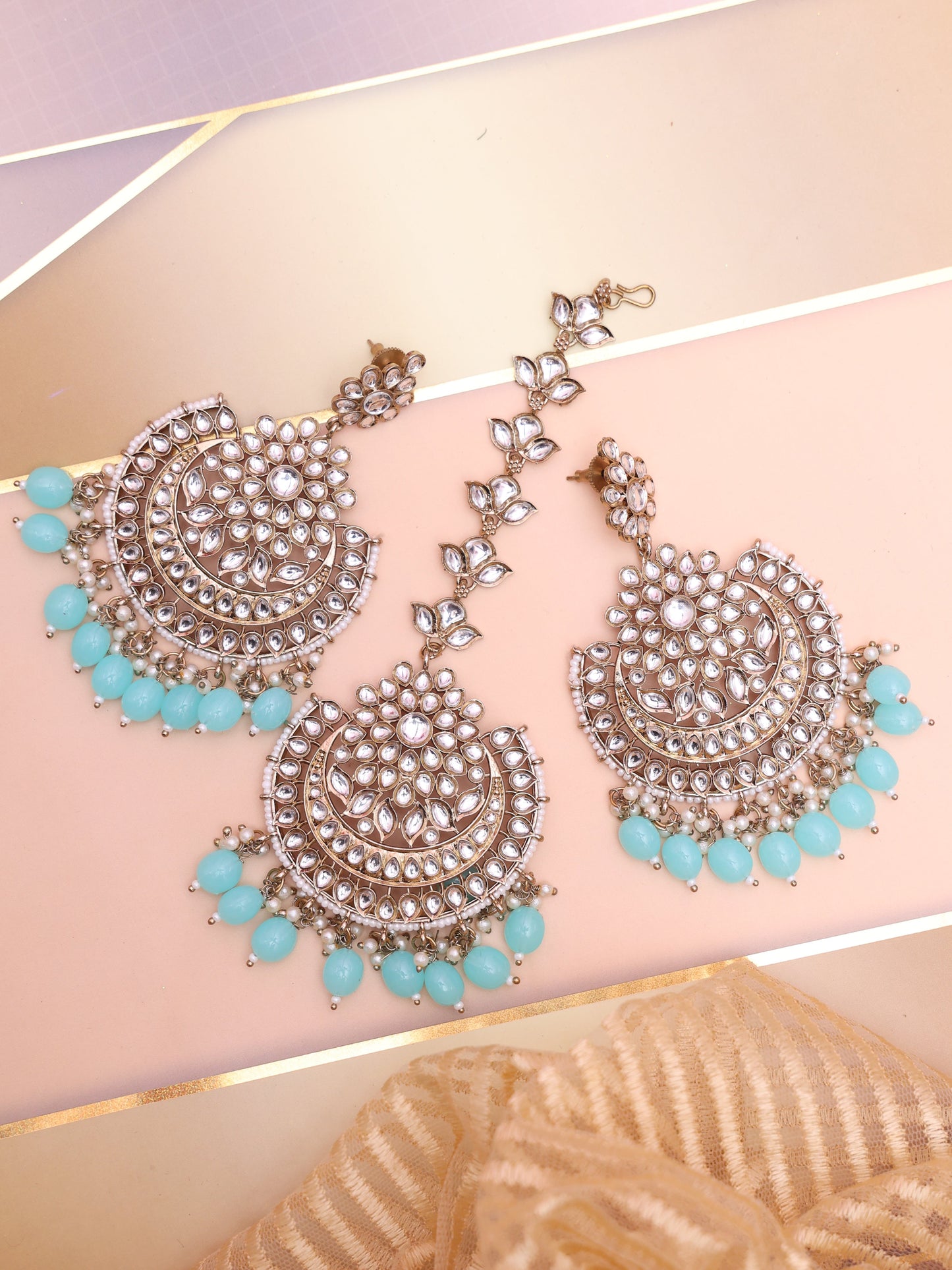 Turquoise Ekajata Chandbalis with Tika