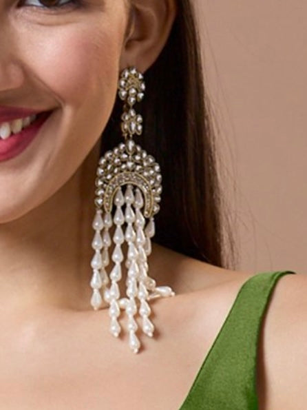 White Hamsa Designer Earrings