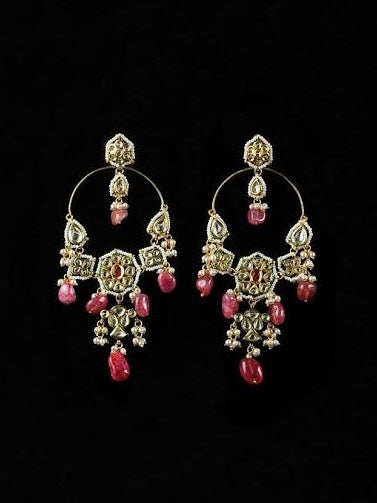 Ruby Red Janki Designer Earrings