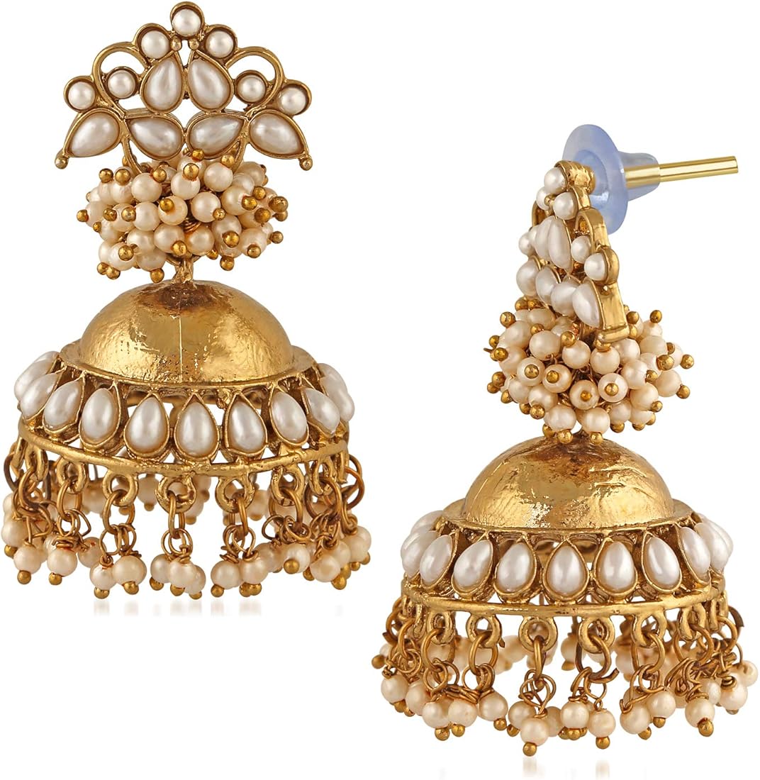 White Hastha Jhumkis