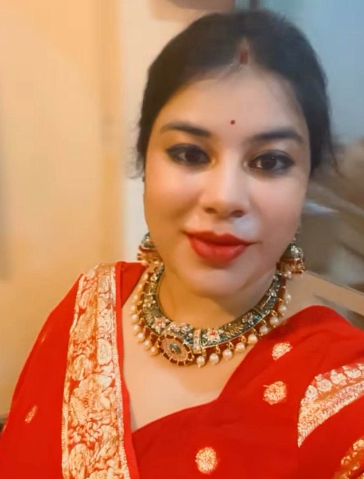 Green Meenakari Hasli Necklace Set