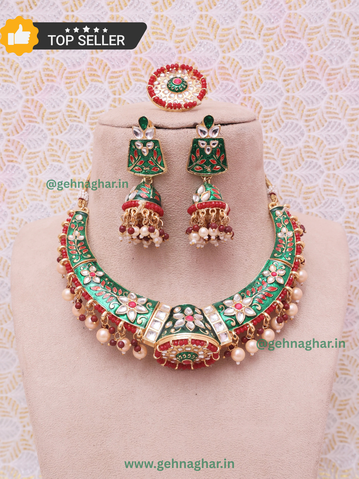 Green Meenakari Hasli Necklace Set