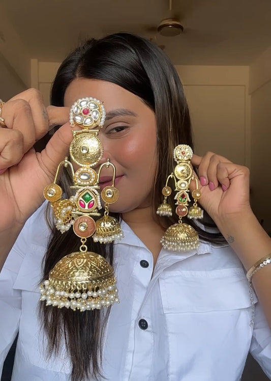 Yellow Sadaf Premium Brass Jhumkis