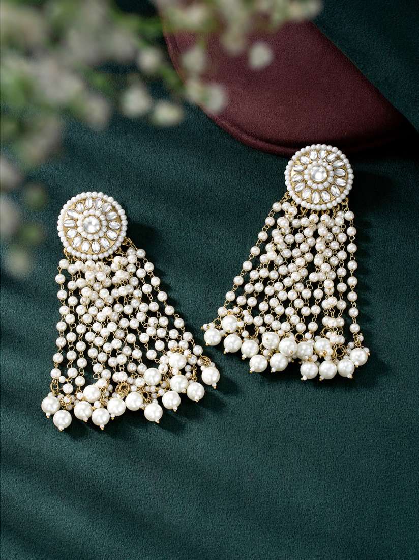 White Heera Designer Earrings