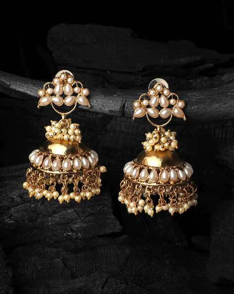 White Hastha Jhumkis