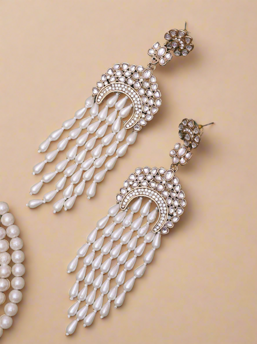 White Hamsa Designer Earrings