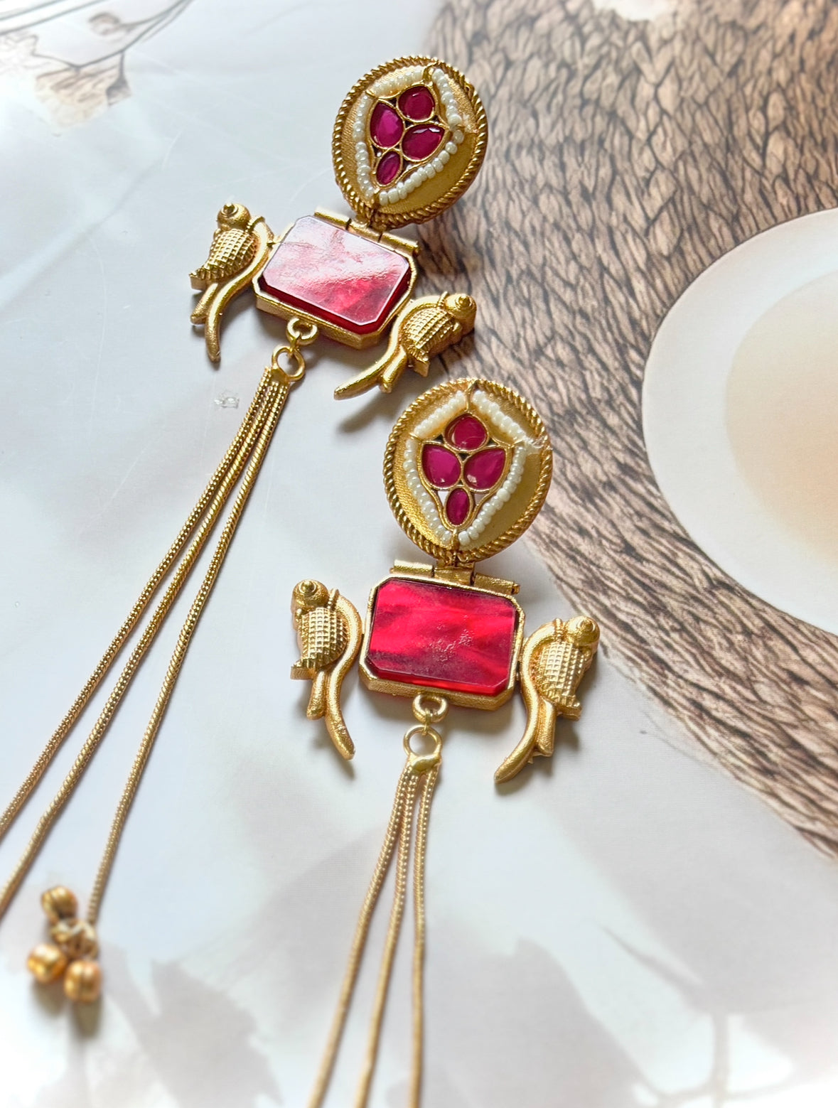 Red deepali Premium Brass Earrings