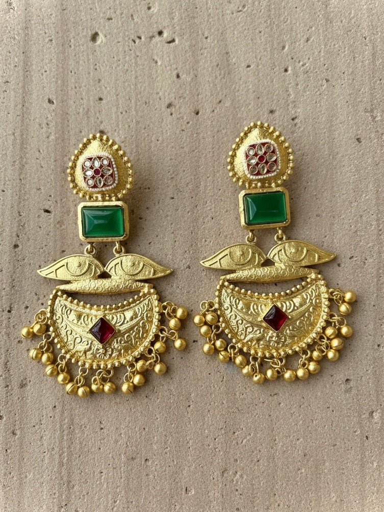 Emerald Naganika Brass Chandbalis