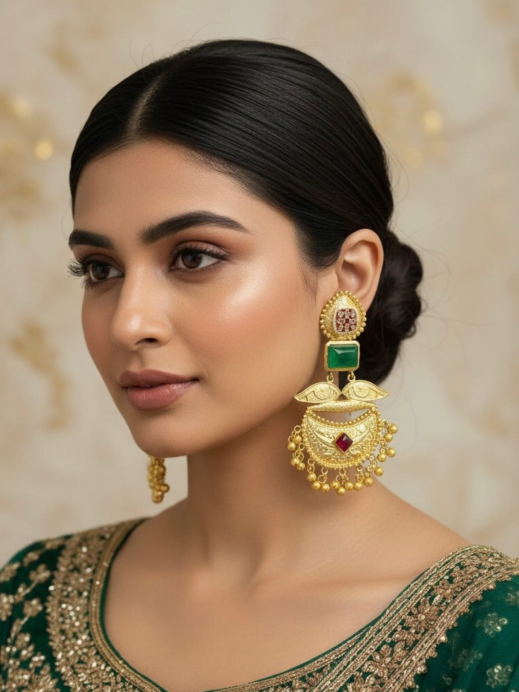 Emerald Naganika Brass Chandbalis