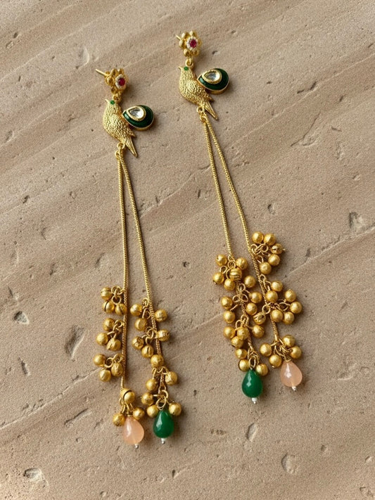 Emerald Vallari Brass Earrings