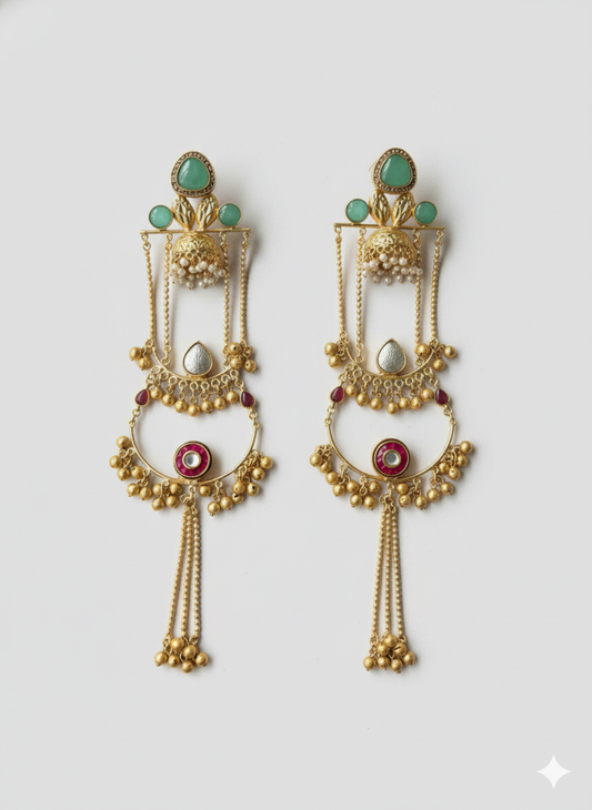 Golden Gandhari Brass Earrings