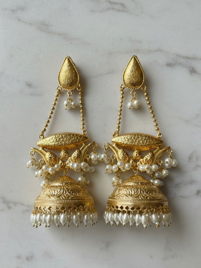 Golden Yantra Brass Jhumkis