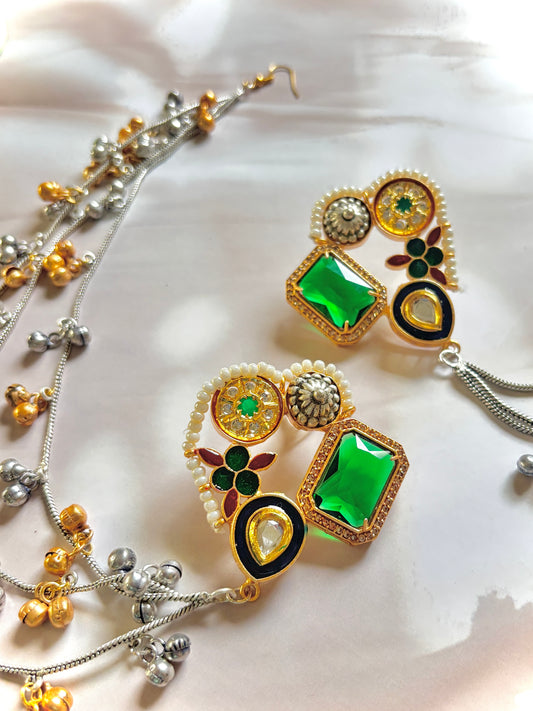 Green Hansi Premium Brass Earrings