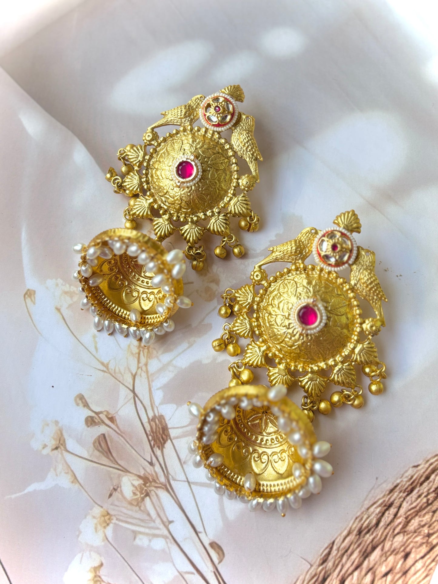 Golden Tannishta Brass Jhumkis