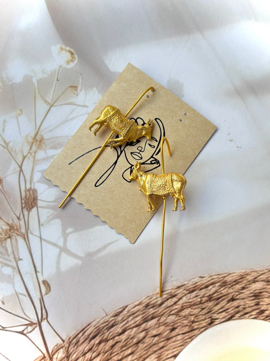 Golden Pakhi Brass Earrings