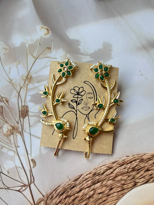 Emerald Darpanika Brass Earrings