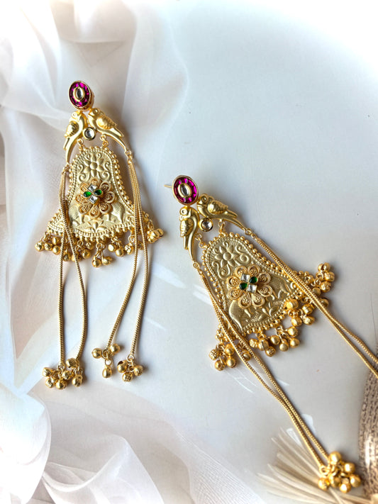 Golden Pakhija Brass Earrings