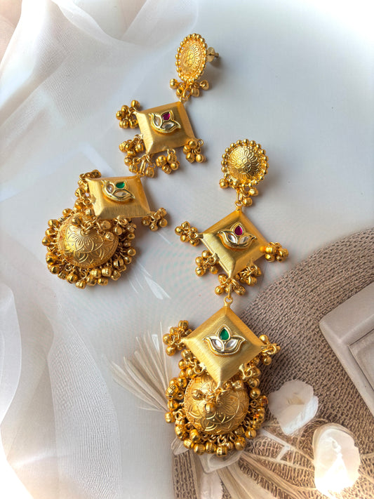 Golden Tantra Brass Jhumkis