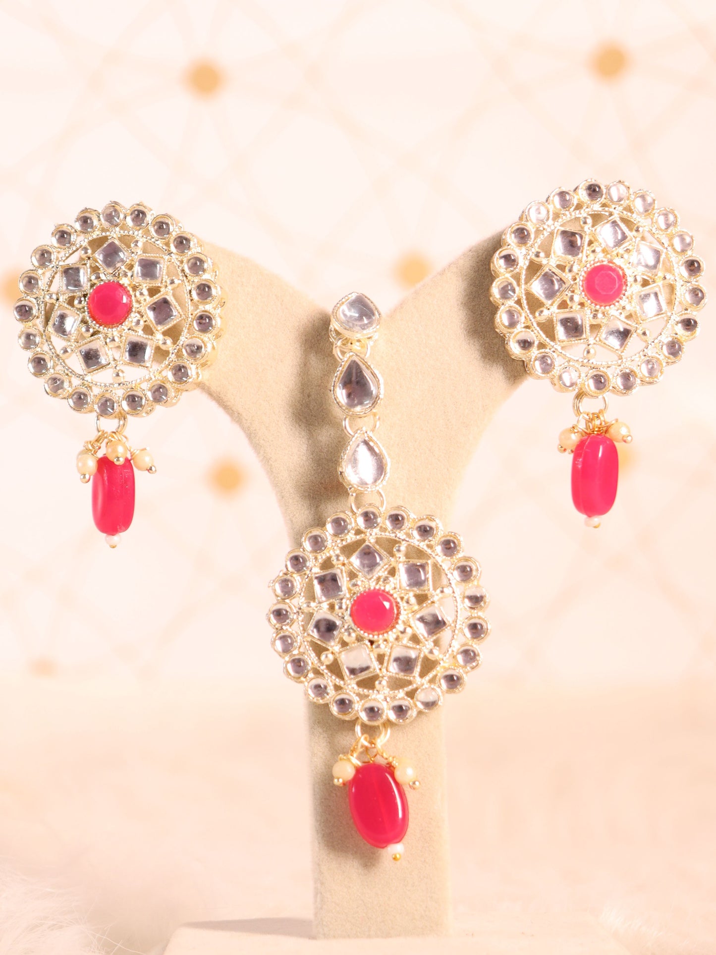 Pink Yamini Necklace Set