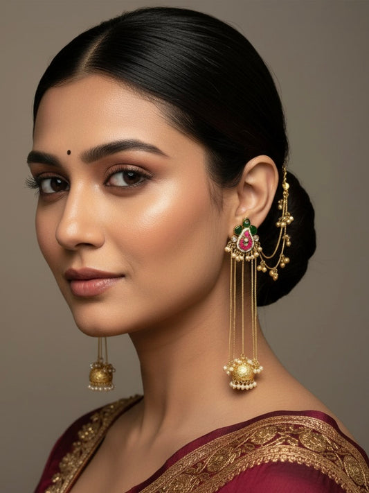 Pink & Green Kakuba Brass Earrings