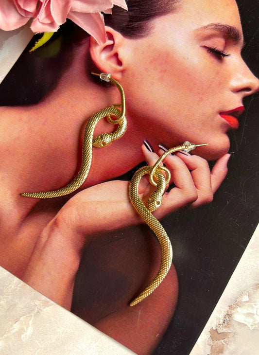 Golden Pythonm Western Earrings