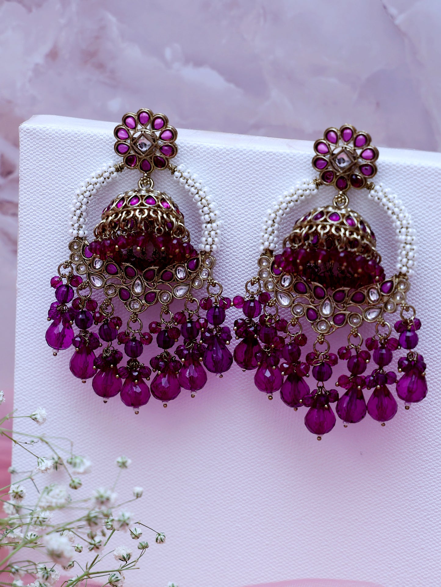 Purple Yachana Jhumkis