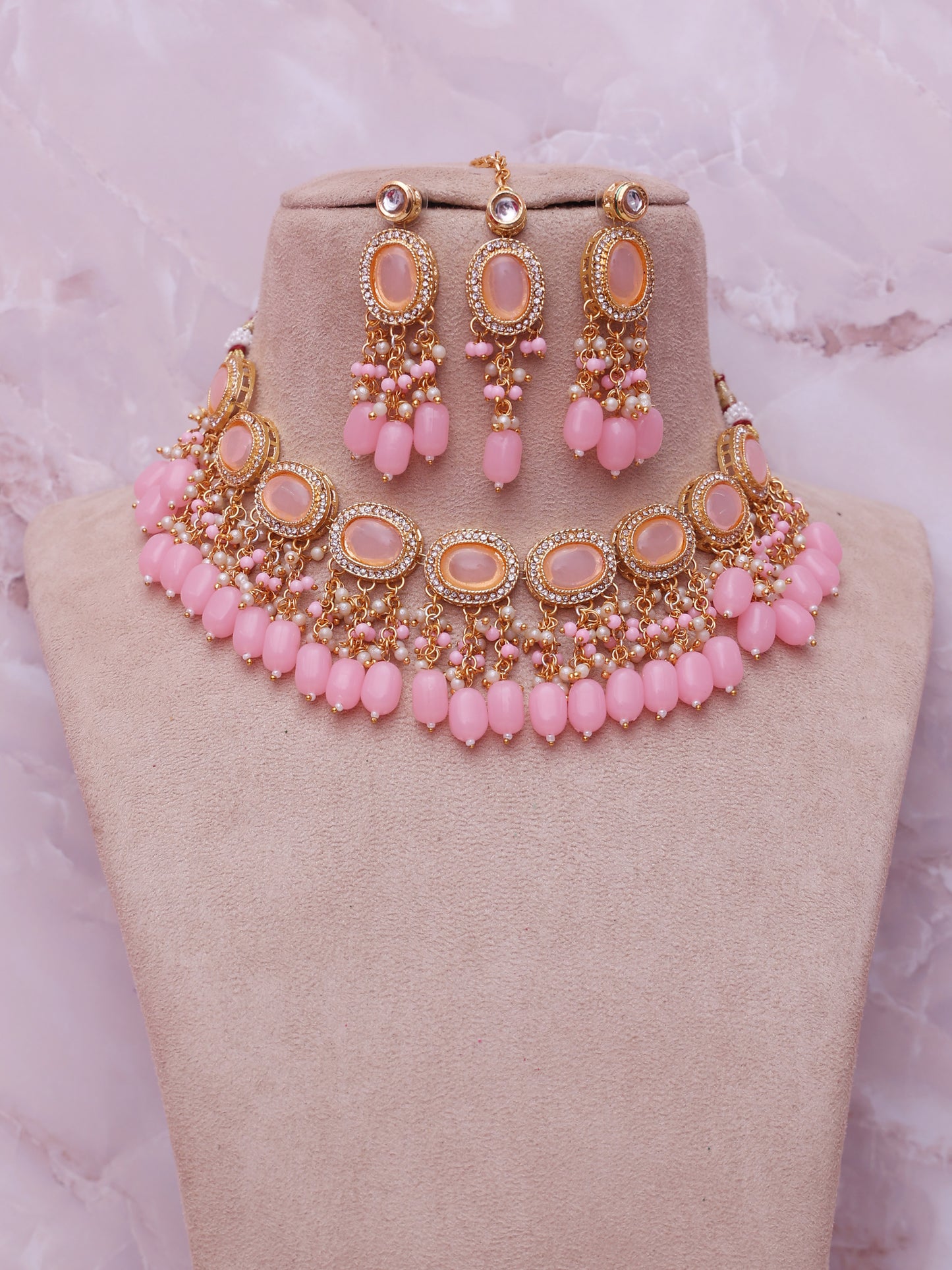 Baby Pink Eashta Necklace Set