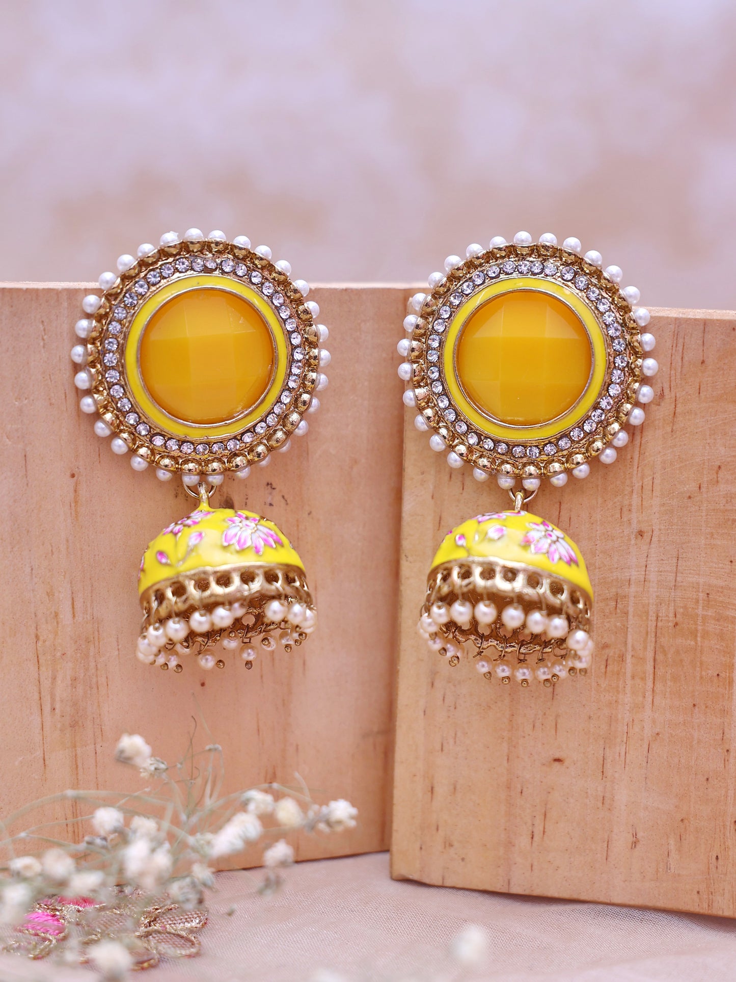 Yellow Siddhita Jhumkis