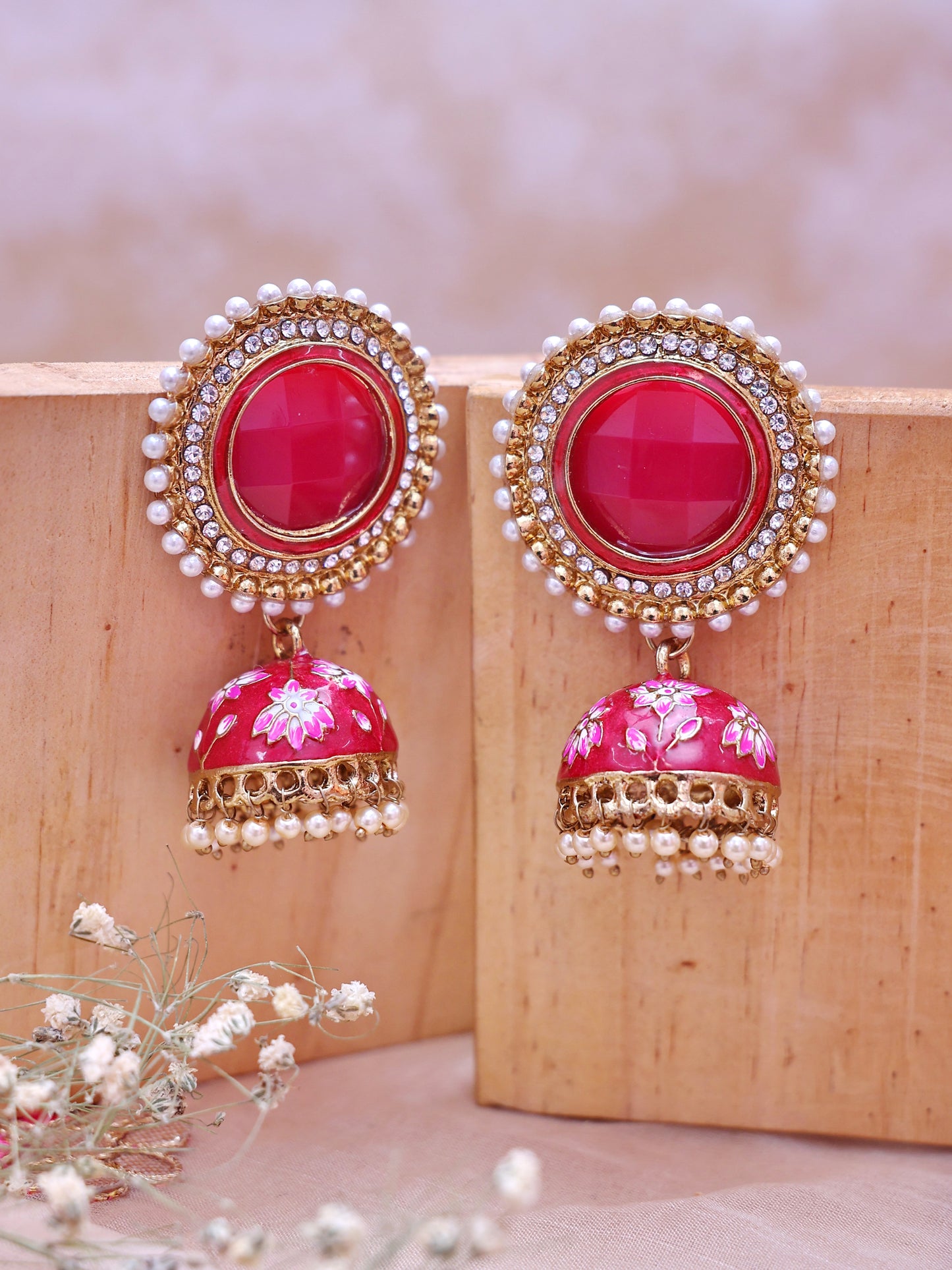 Red Siddhita Jhumkis