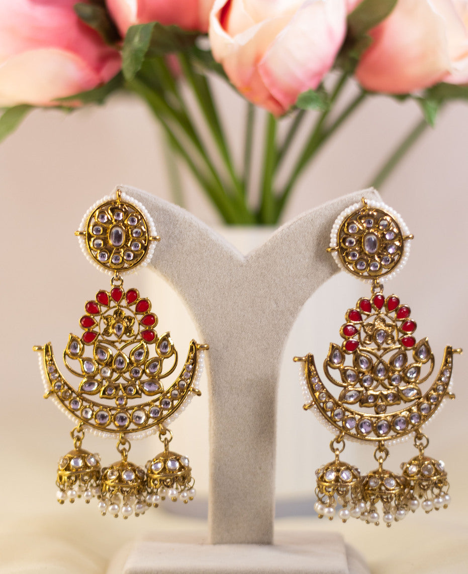 Red Mehek Bali Jhumkis