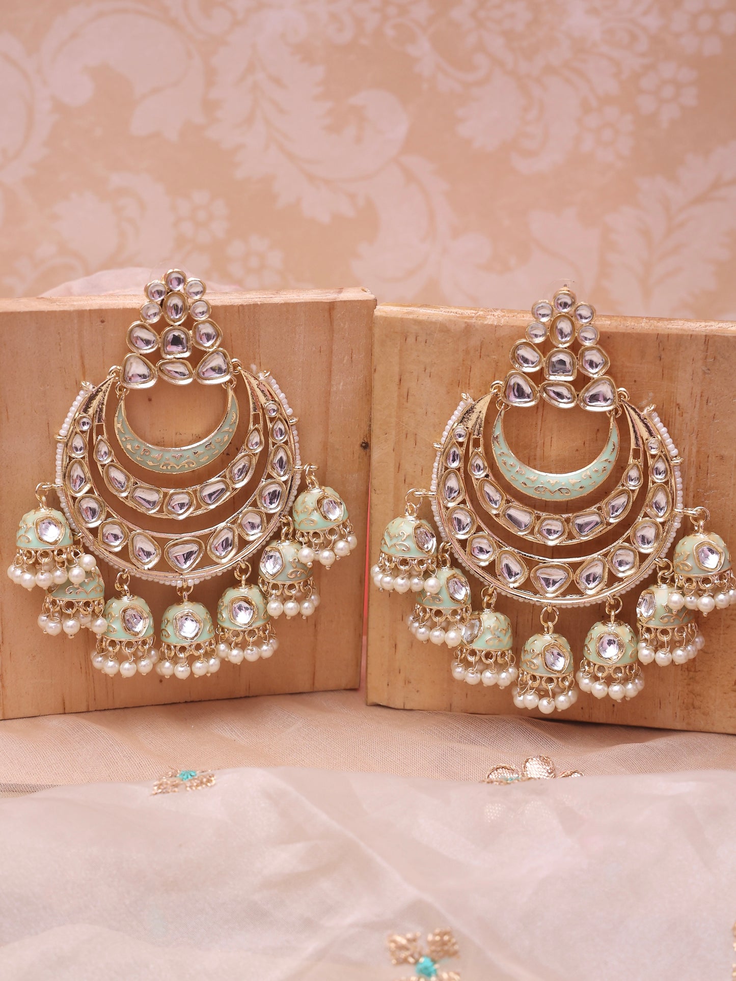 Pista Chandini Jhumkis