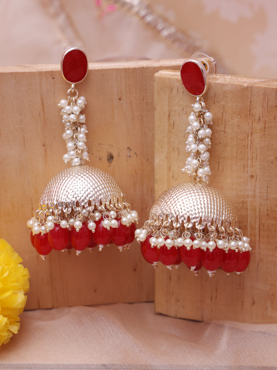 Red Vedhika Jhumkis