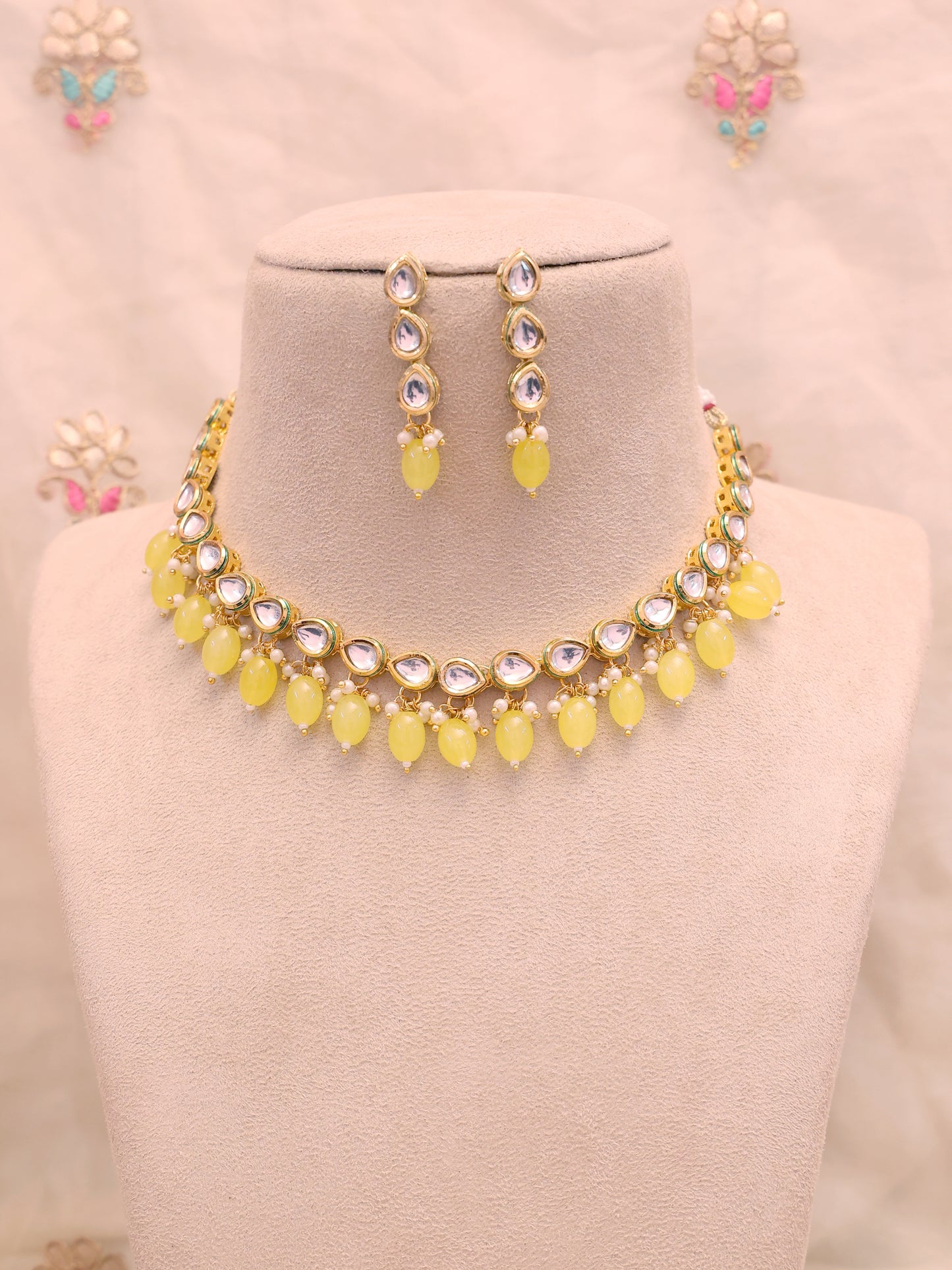 Yellow Chhavi Necklace Set