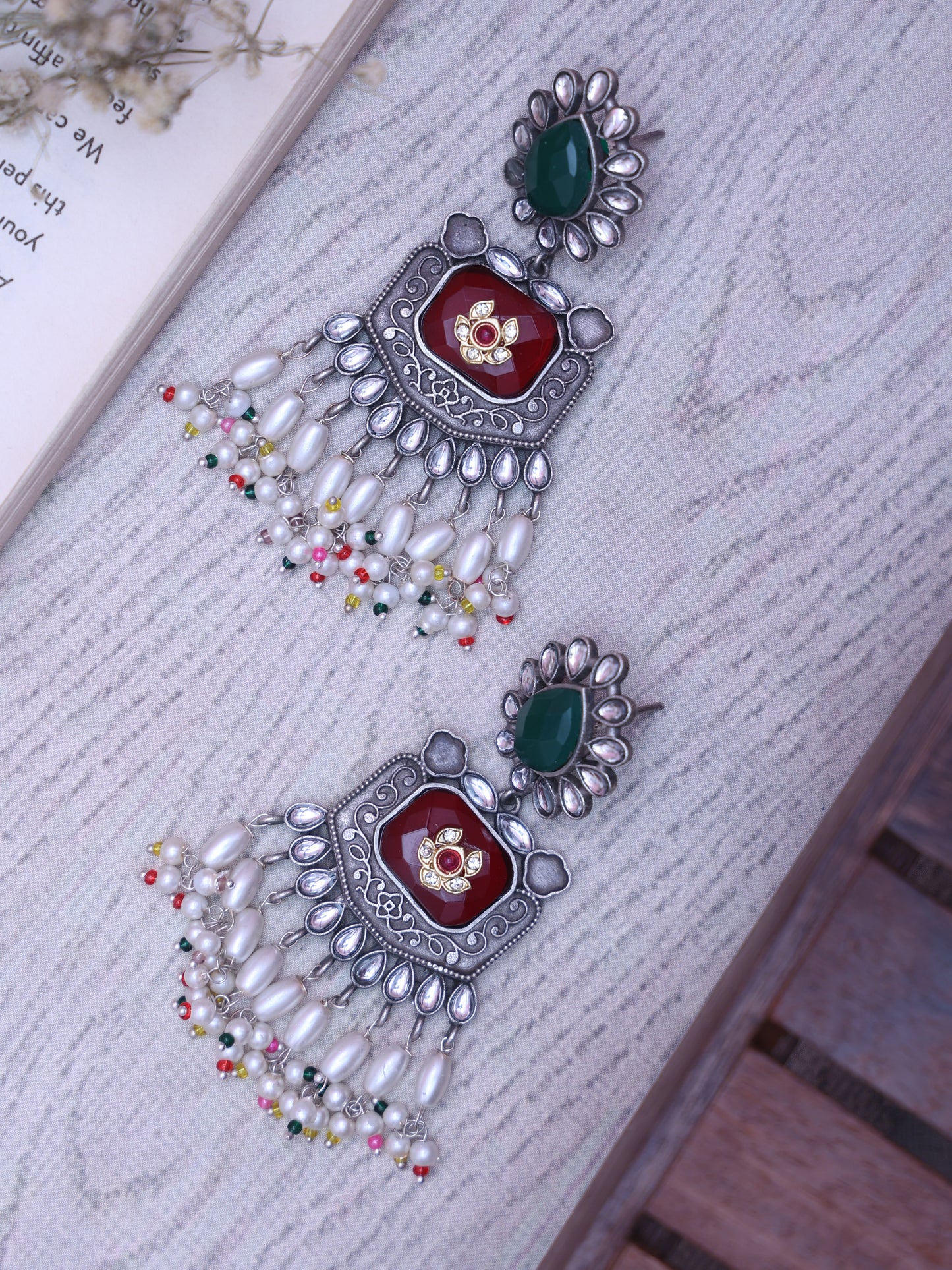 Red Bhavna Oxidised Earrings