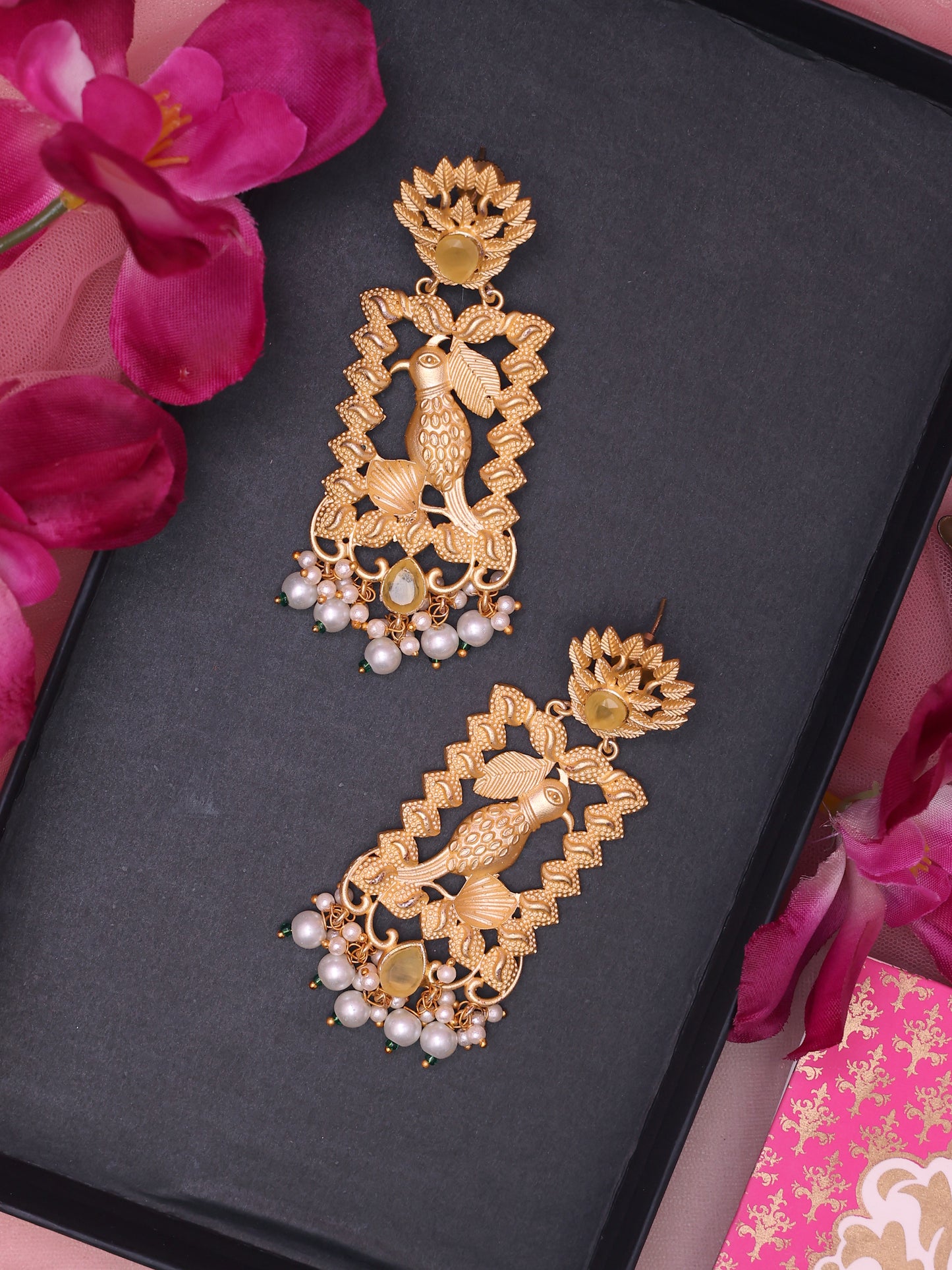 Temple Vaanaghi Golden Earrings
