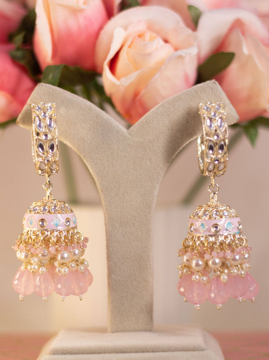 Baby Pink Tanya Jhumkis