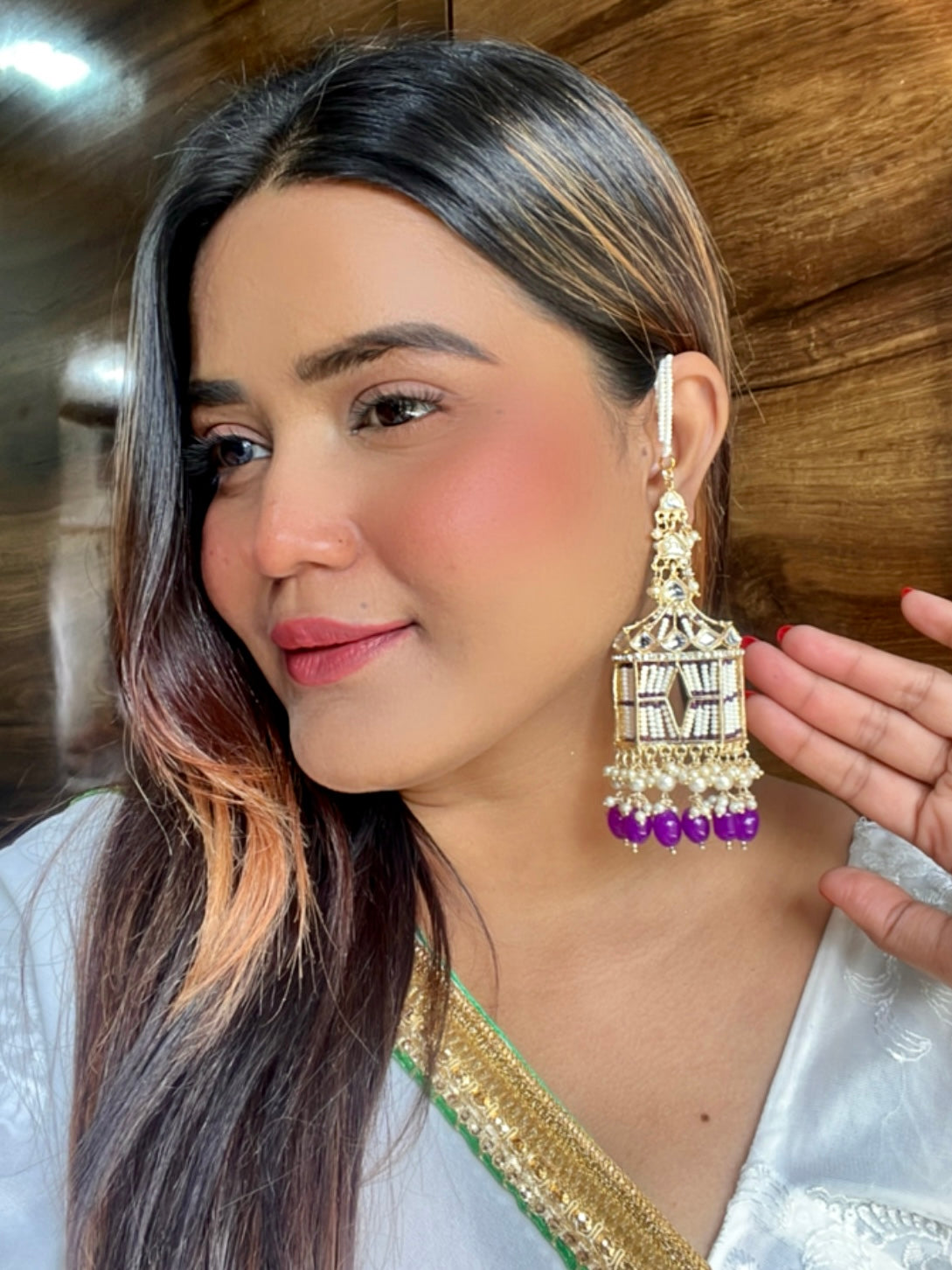 Purple Rajasthani Jharoka Jhumkis
