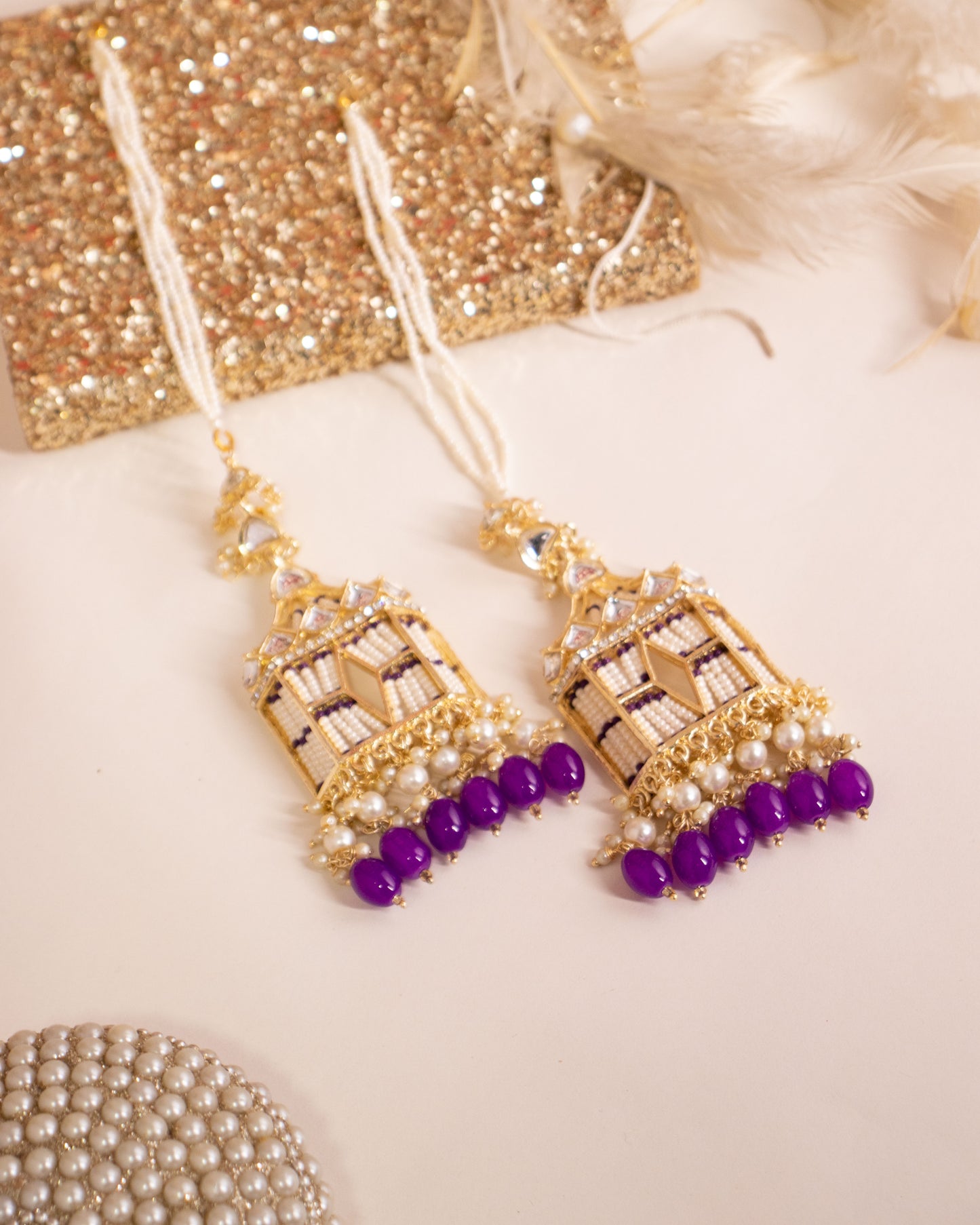 Purple Rajasthani Jharoka Jhumkis