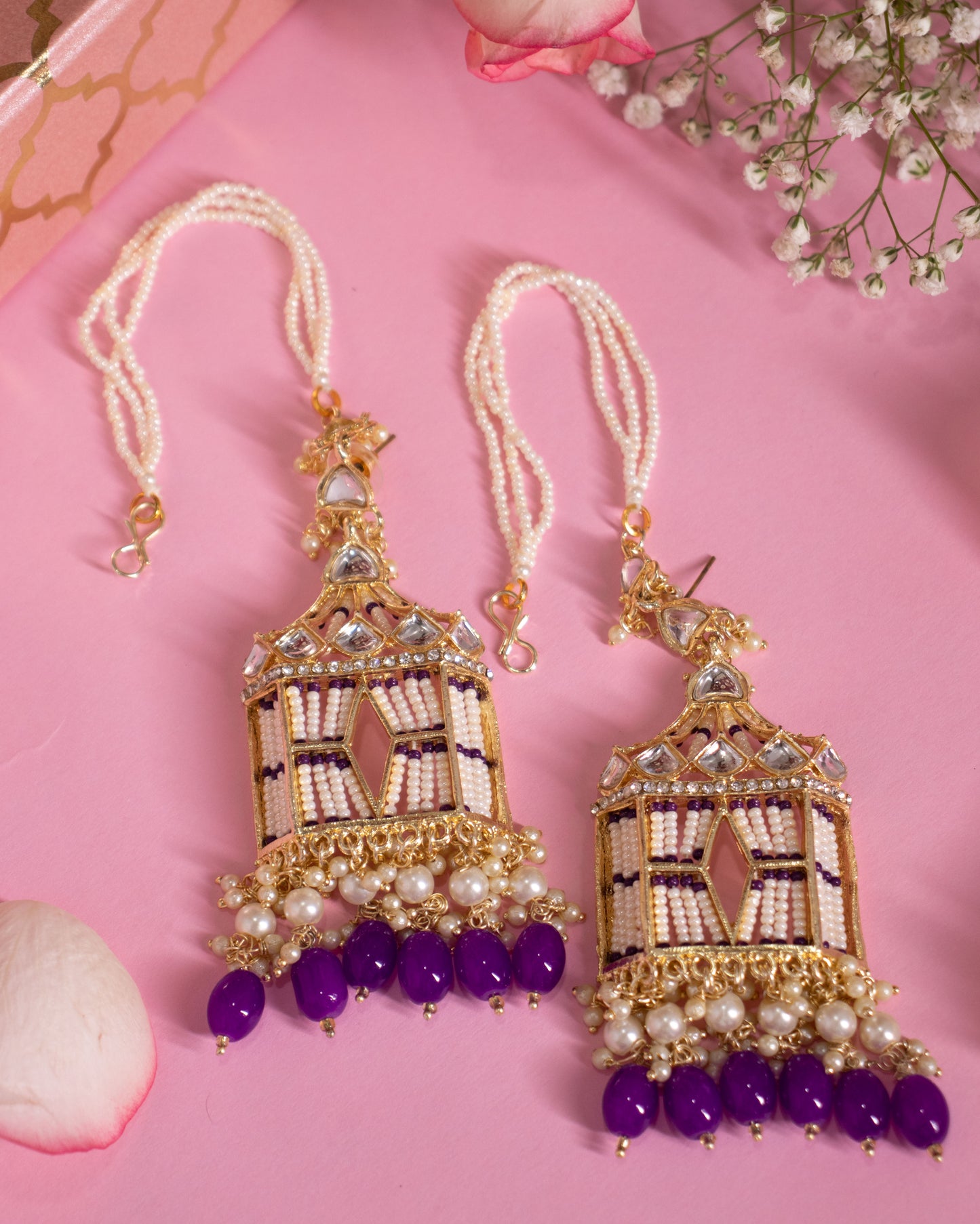 Purple Rajasthani Jharoka Jhumkis
